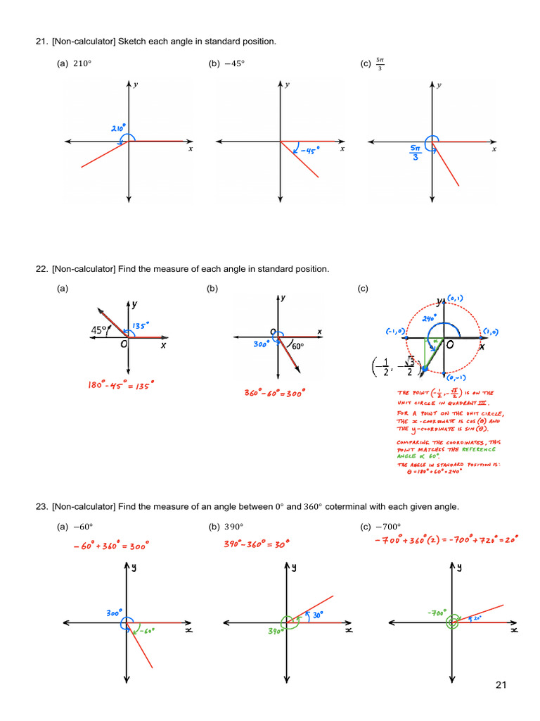 Analyzing Angles in Standard Position | PDF | Trigonometric Functions ...
