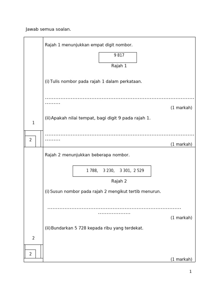 Soalan Matematik Dasar untuk Pelajar | PDF