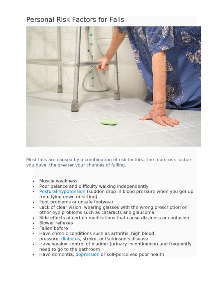 Preventing Falls: Key Risk Factors & Tips | PDF | Urinary Incontinence ...