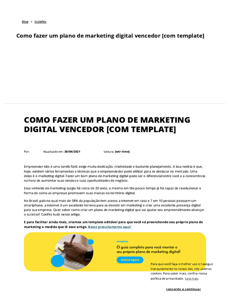 Como Criar um Plano de Marketing Digital | PDF | Marketing | Internet