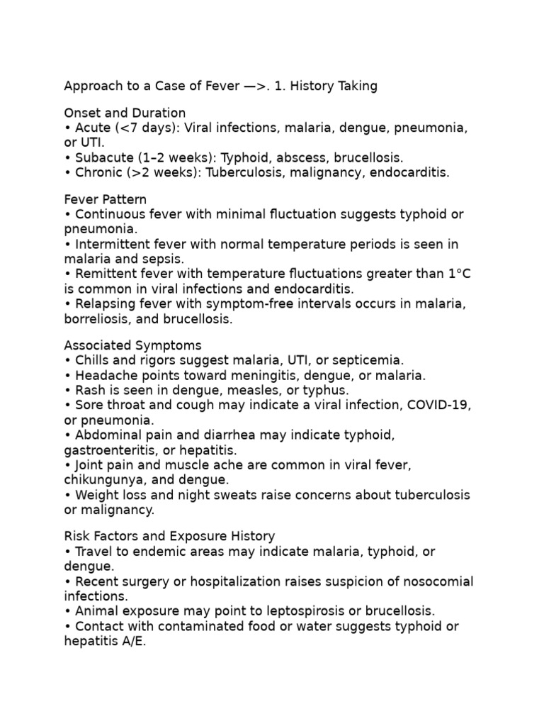 Fever Diagnosis and Assessment Guide | PDF