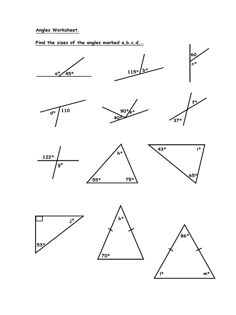 Angles Worksheet 5 | PDF