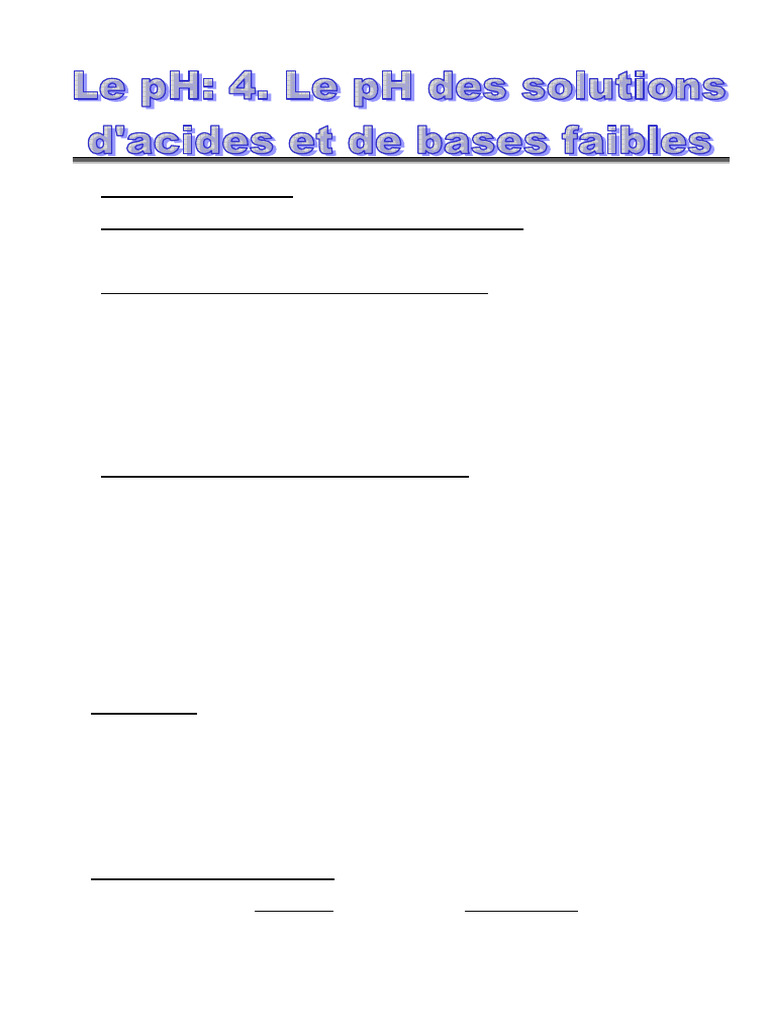pH des acides et bases faibles | PDF | Ph | Acide