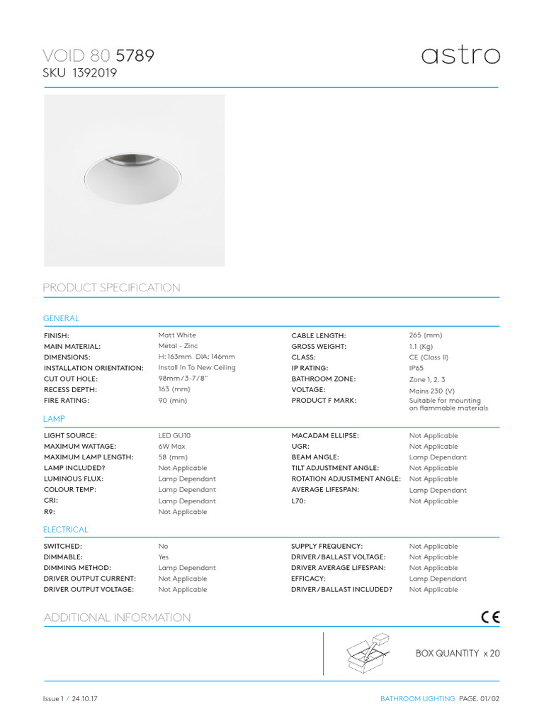 Astro Void Astro 80 As 1392016 Datasheet Original | PDF | Lighting ...