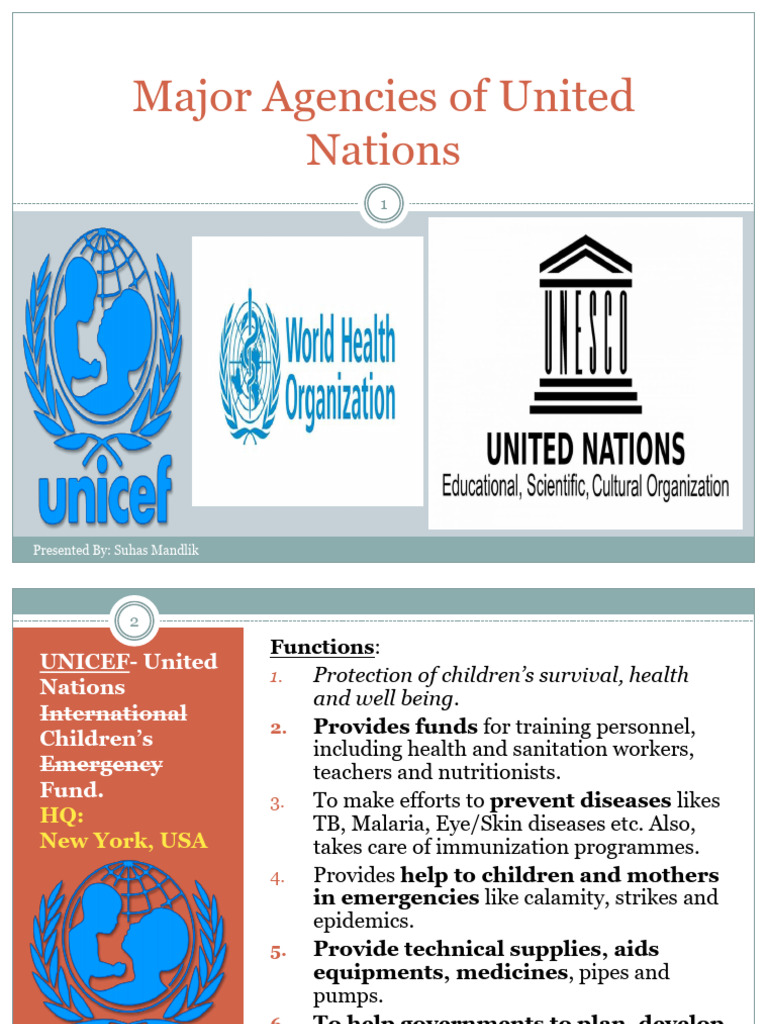 Major UN Agencies Overview | PDF | World Health Organization | Science
