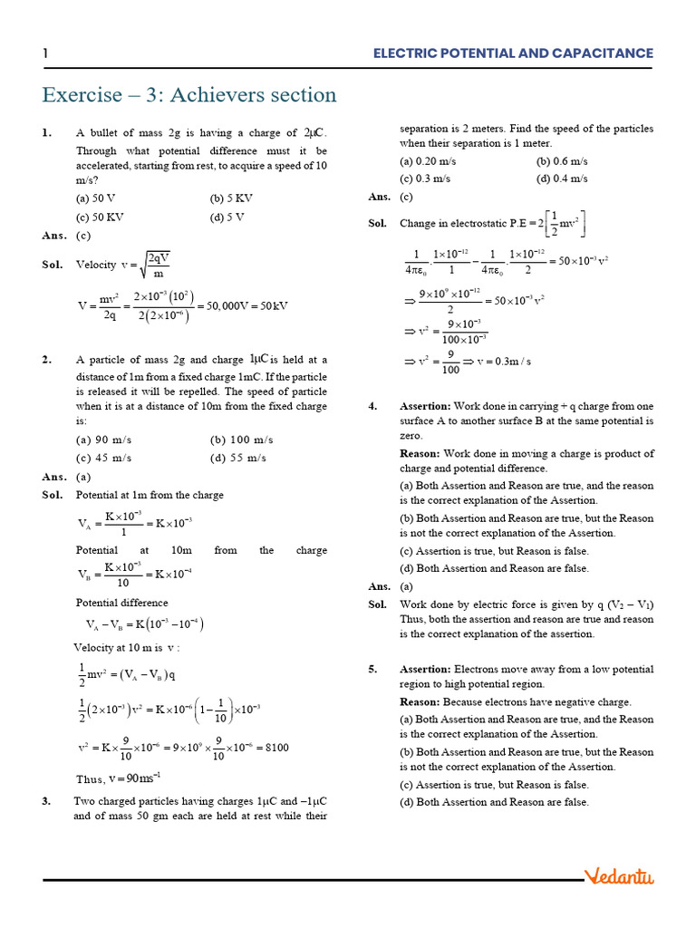Electric Potential and Capacitance Exercises | PDF | Sphere | Electric ...