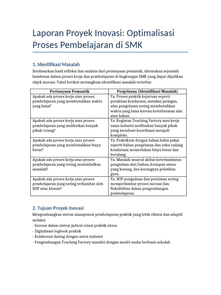 Optimalisasi Pembelajaran SMK Inovatif | PDF