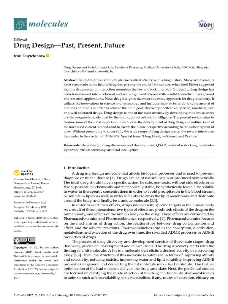 Drug Design Past Present Future Pdf Drug Design Proteins