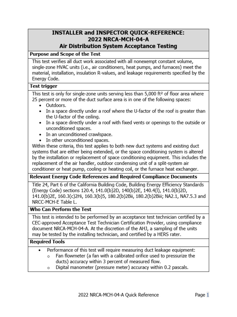 Air Distribution System Testing Guide | PDF | Duct (Flow ...