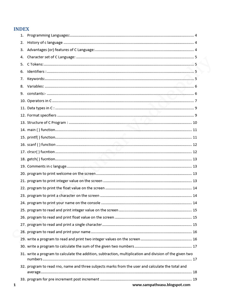 C Language - Sampath Vaddepally 9573354691 | PDF | Control Flow | Data Type