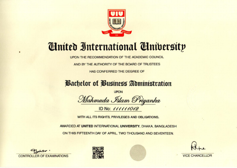 Bachelor Certificate Pdf