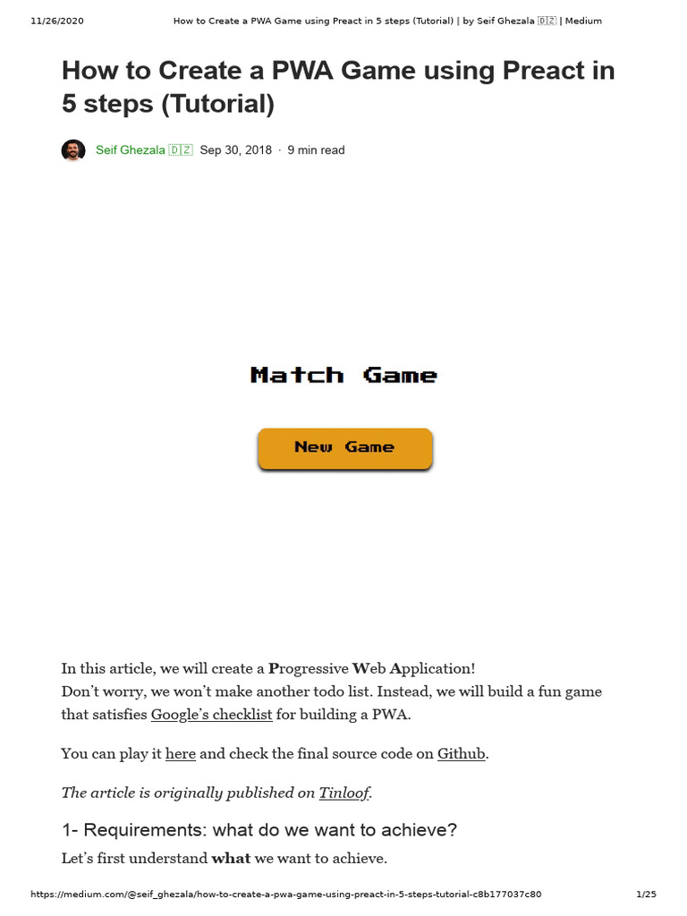 How To Create A PWA Game Using Preact in 5 Steps (Tutorial) - by Seif ...
