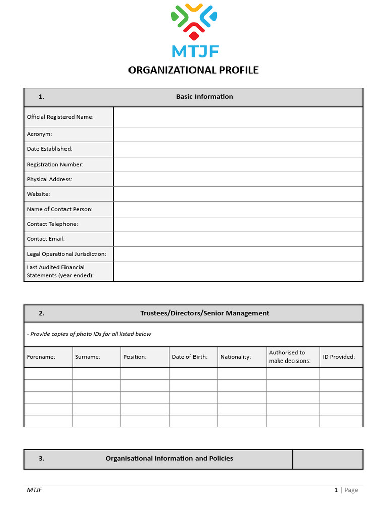 Nonprofit Organization Profile Template | PDF | Policy | Governance