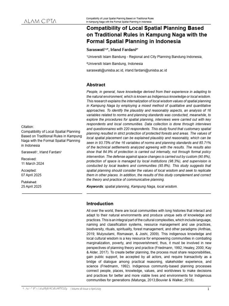 Local Wisdom in Indonesian Spatial Planning | PDF | Knowledge | Survey ...