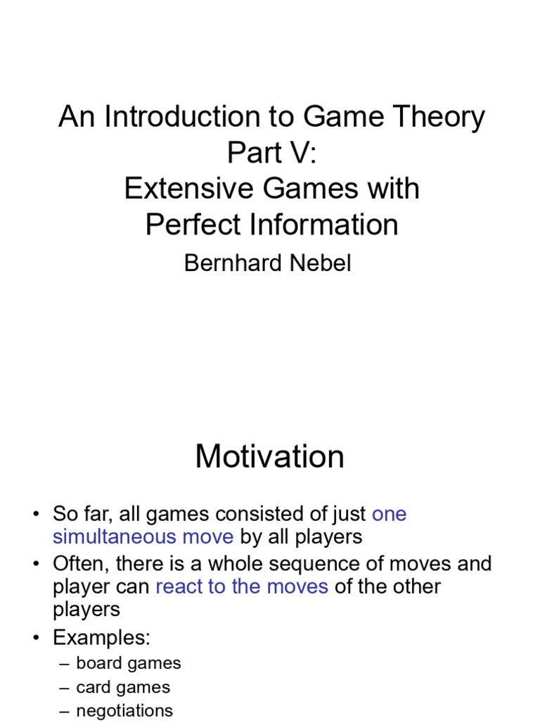 Extensive Games with Perfect Information | PDF | Mathematical Economics ...