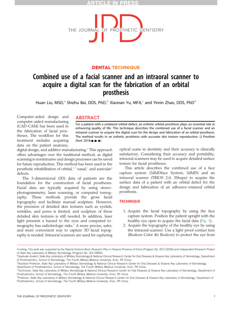 Digital Scanning for Orbital Prosthesis | PDF | Prosthesis | Image Scanner