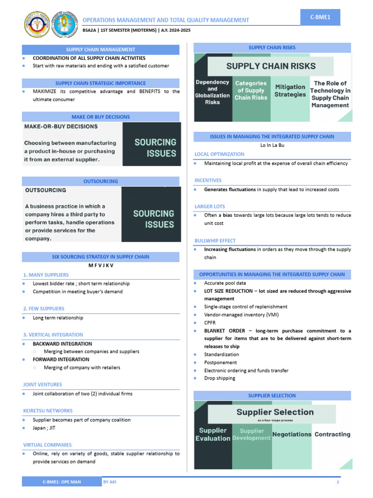 Operations Management - Supply Chain Management | PDF | Supply Chain ...