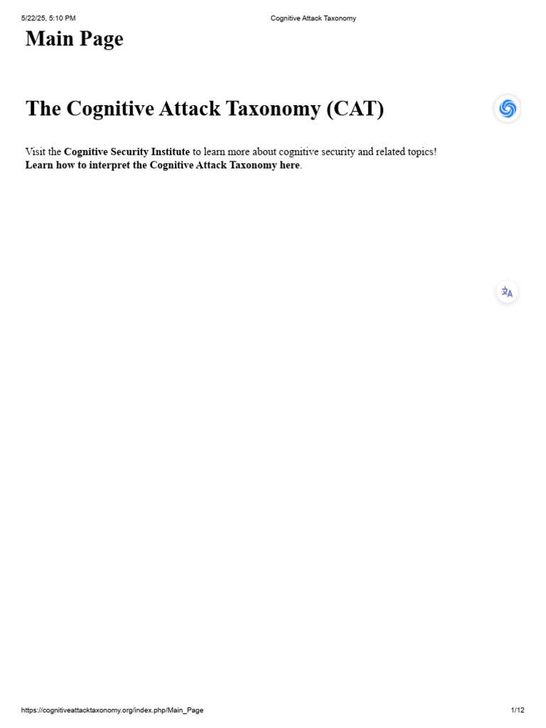 Cognitive Attack Taxonomy | PDF