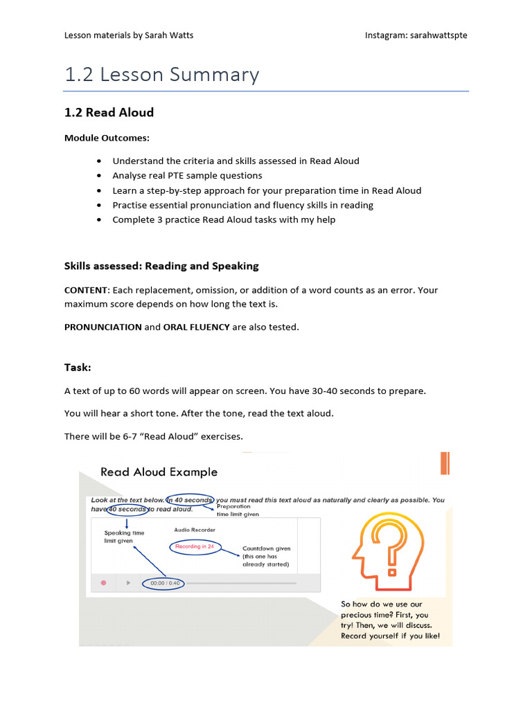 PTE Read Aloud Practice Guide | PDF | Fluency | Behavior Modification
