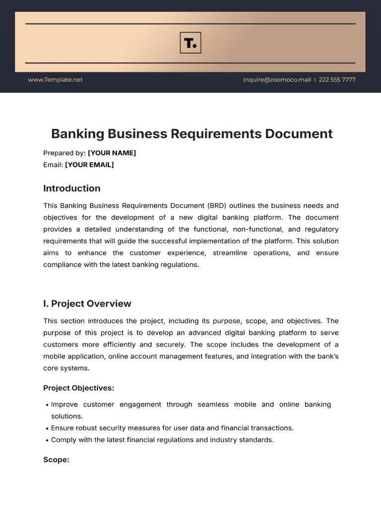 Free Banking Business Requirements Document Template | PDF