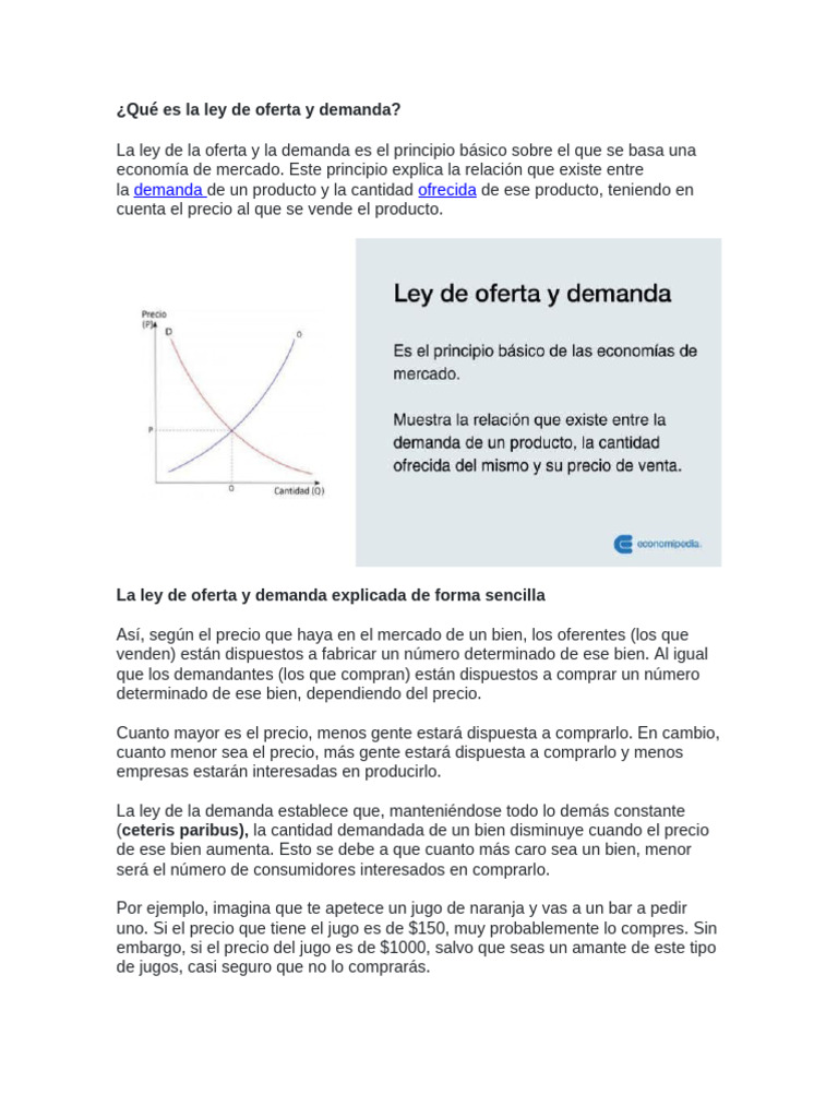 Ley de Oferta y Demanda | PDF | Oferta (economía) | Oferta y demanda