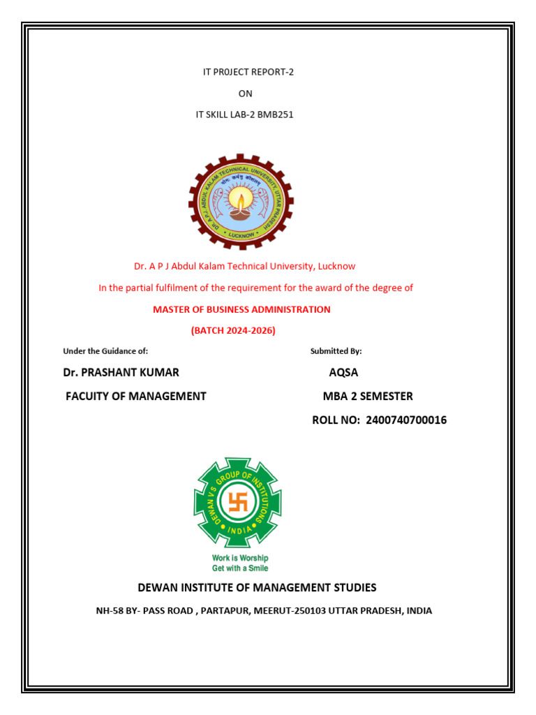 IT Skill Lab Project Report BMB251 | PDF