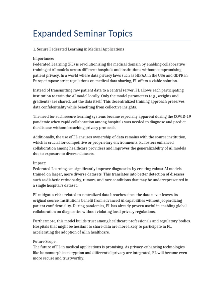 AI Seminar Topics for Healthcare Innovations | PDF | Artificial ...
