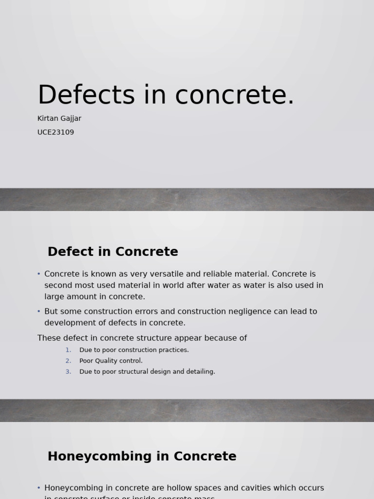 Defects in Concrete | PDF | Concrete | Building Materials