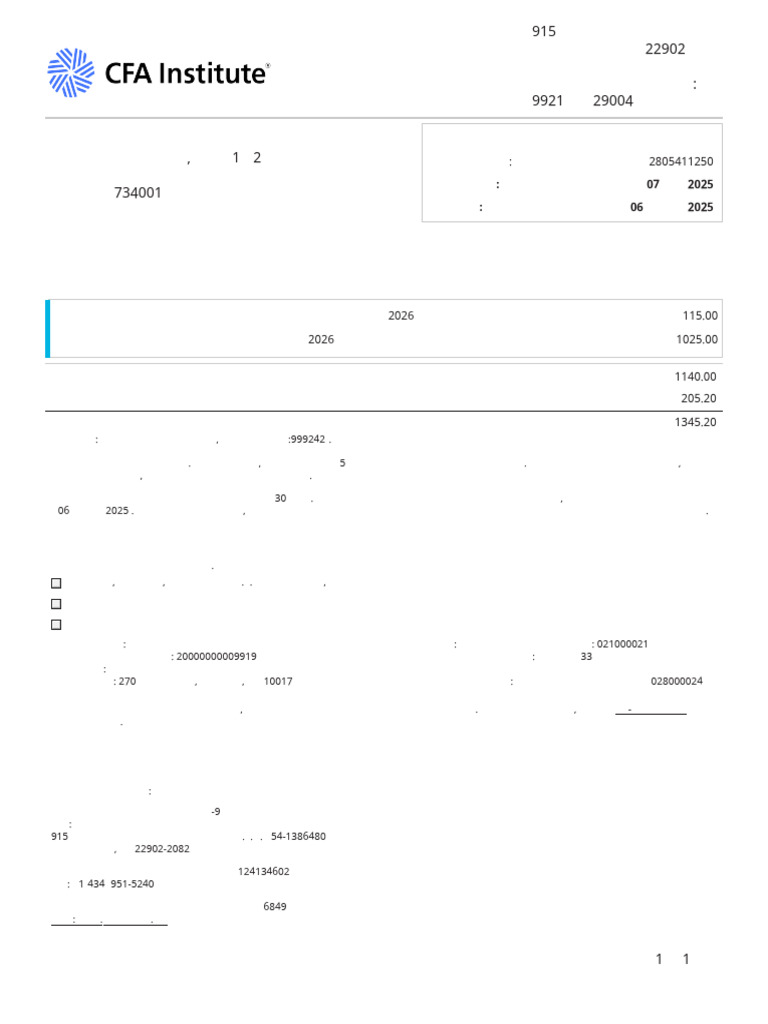 CFA Invoice for AR Remittance: $1,345.20 | PDF | Invoice | Payments