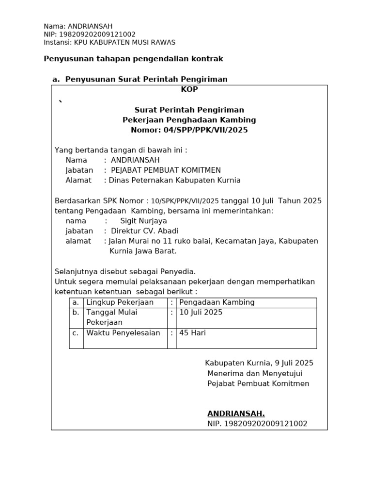 Lampiran 6 - Form SPP Dan Monitoring Jadwal Pengiriman Dan Pelaksanaan ...