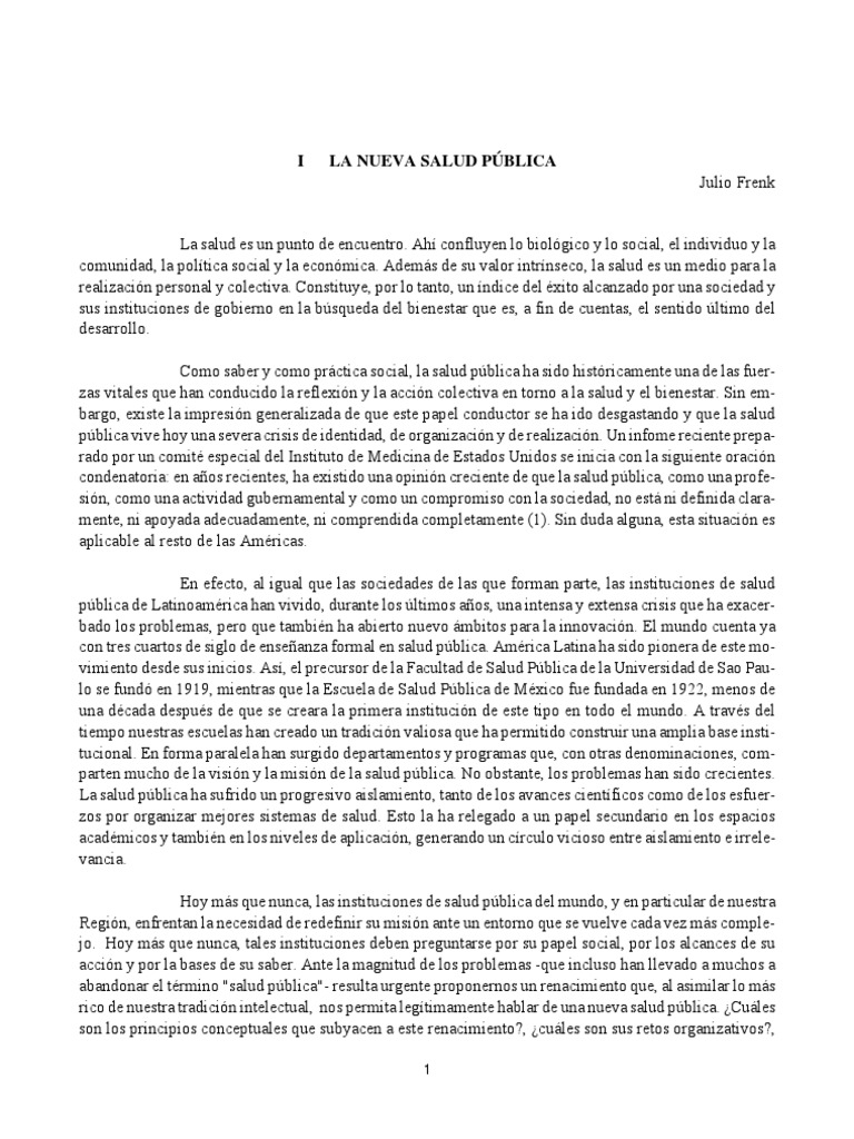 La Nueva Salud Pública de Julio Frenk | PDF | Recursos humanos | Science