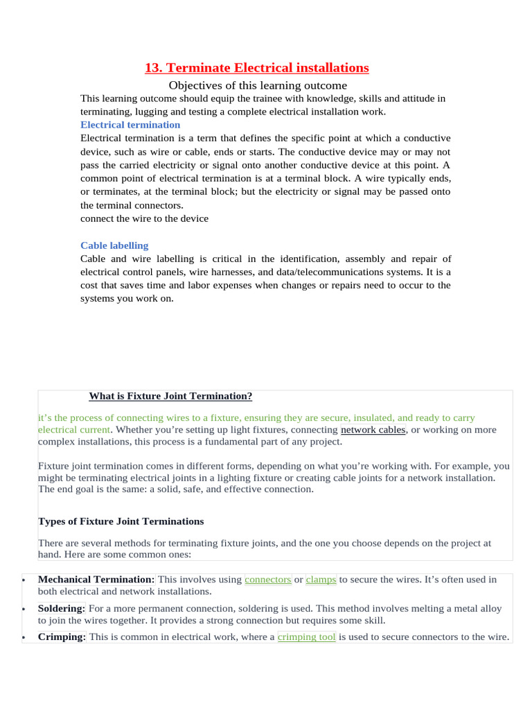 Electrical Termination Techniques Guide | PDF | Electrical Connector ...