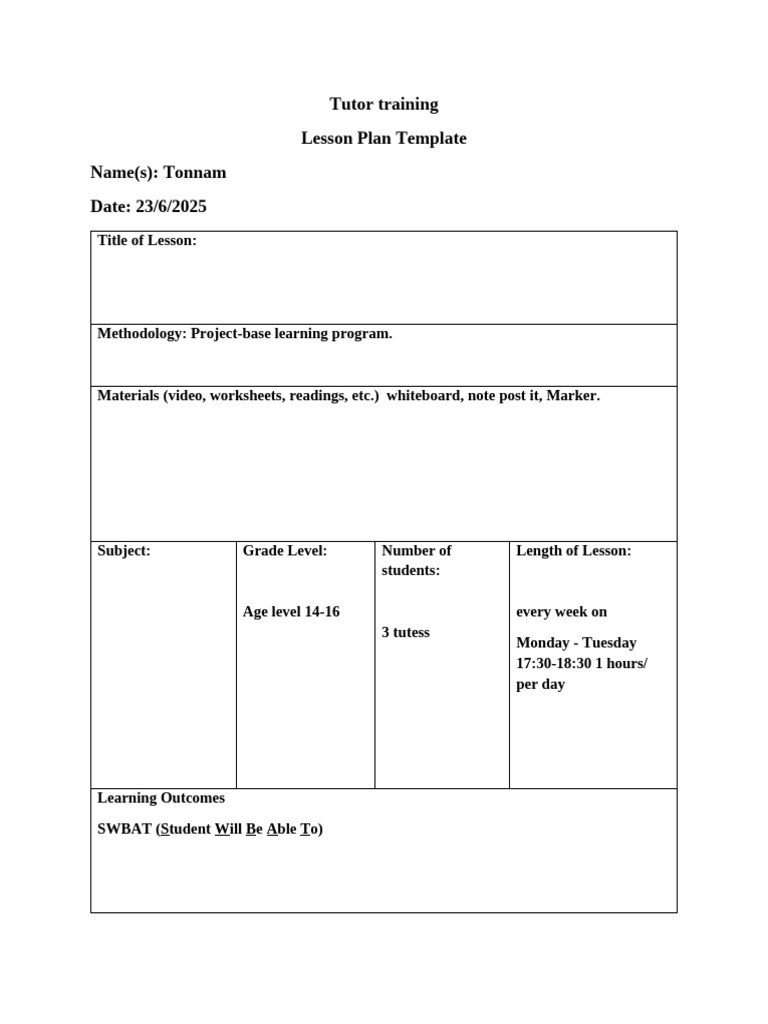 Tutor Training | PDF