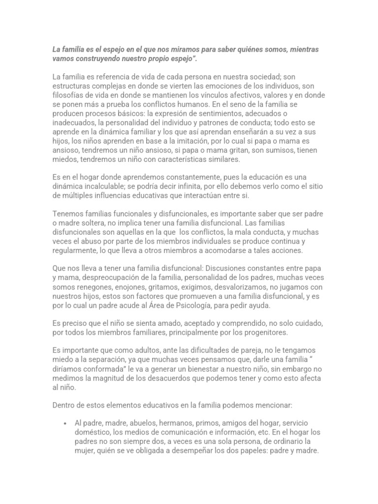 La Importancia de la Familia en la Educación | PDF | Parentesco | Familia