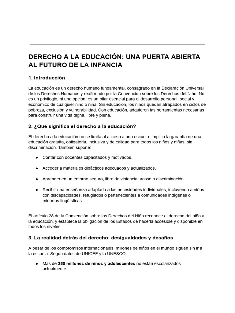 Derecho a la Educación Infantil: Clave para el Futuro | PDF ...