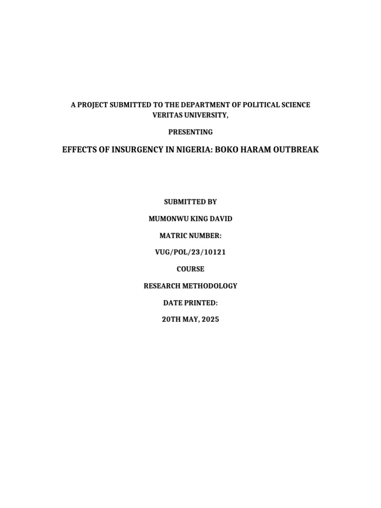 Effects of Boko Haram Insurgency in Nigeria | PDF