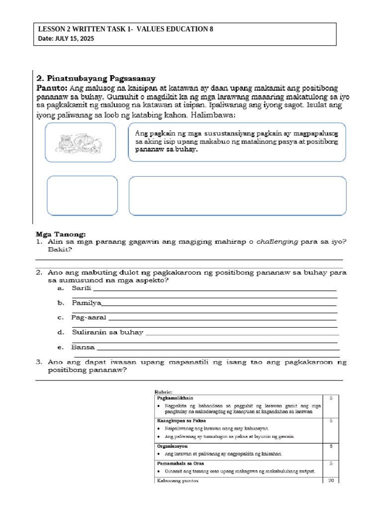 Lesson 2 - Written Tasks 3 & 4 | PDF