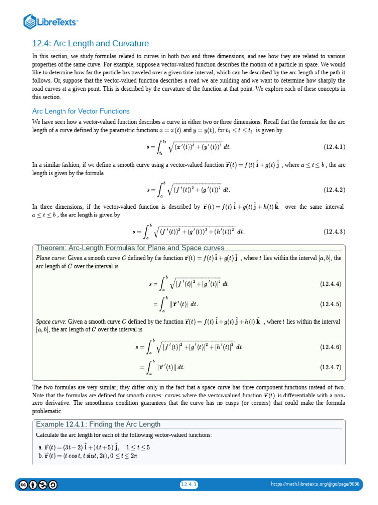 Arc Length and Curvature of Curves | PDF | Curvature | Curve