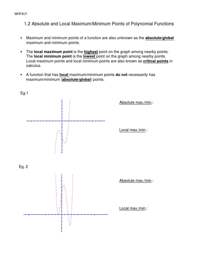 Local and Absolute Extrema Explained | PDF