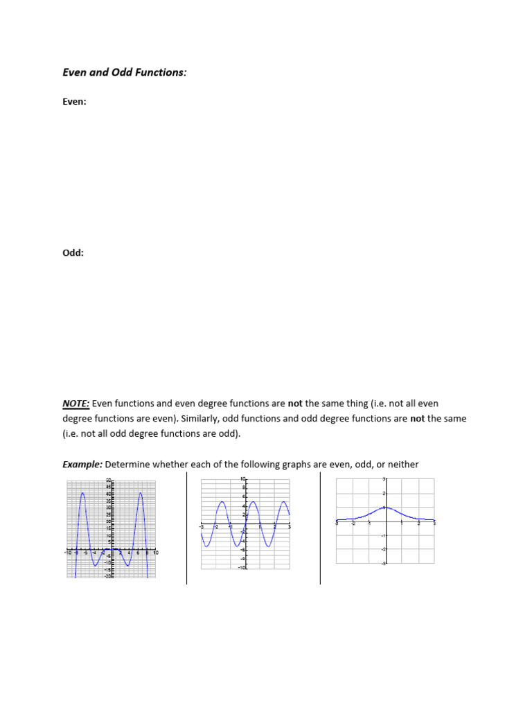 1.3 Odd and Even Functions Summary | PDF