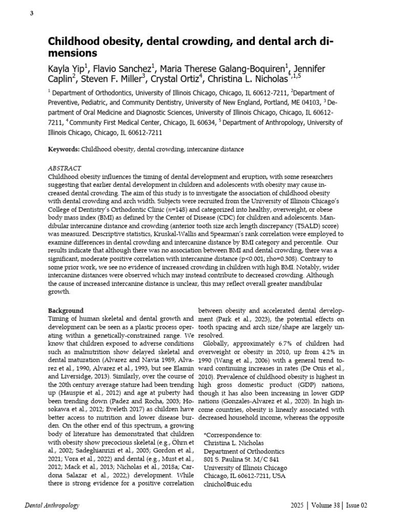 Childhood Obesity and Dental Growth | PDF | Childhood Obesity | Body ...