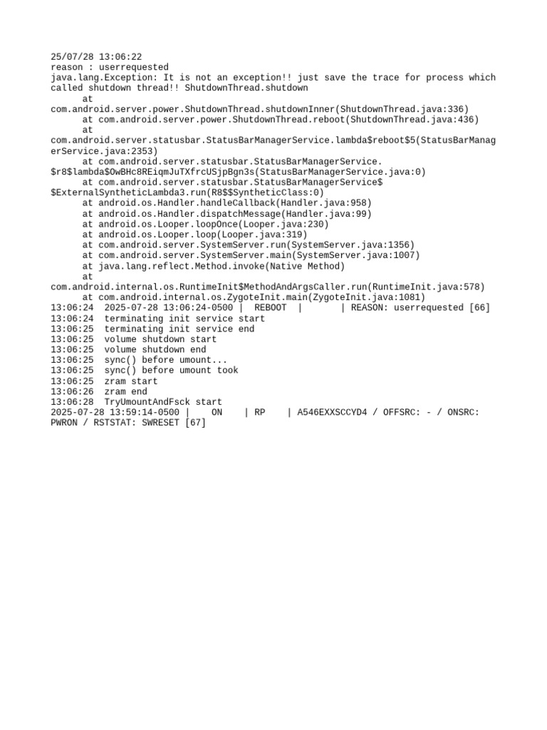 Android Shutdown Process Log Analysis | PDF