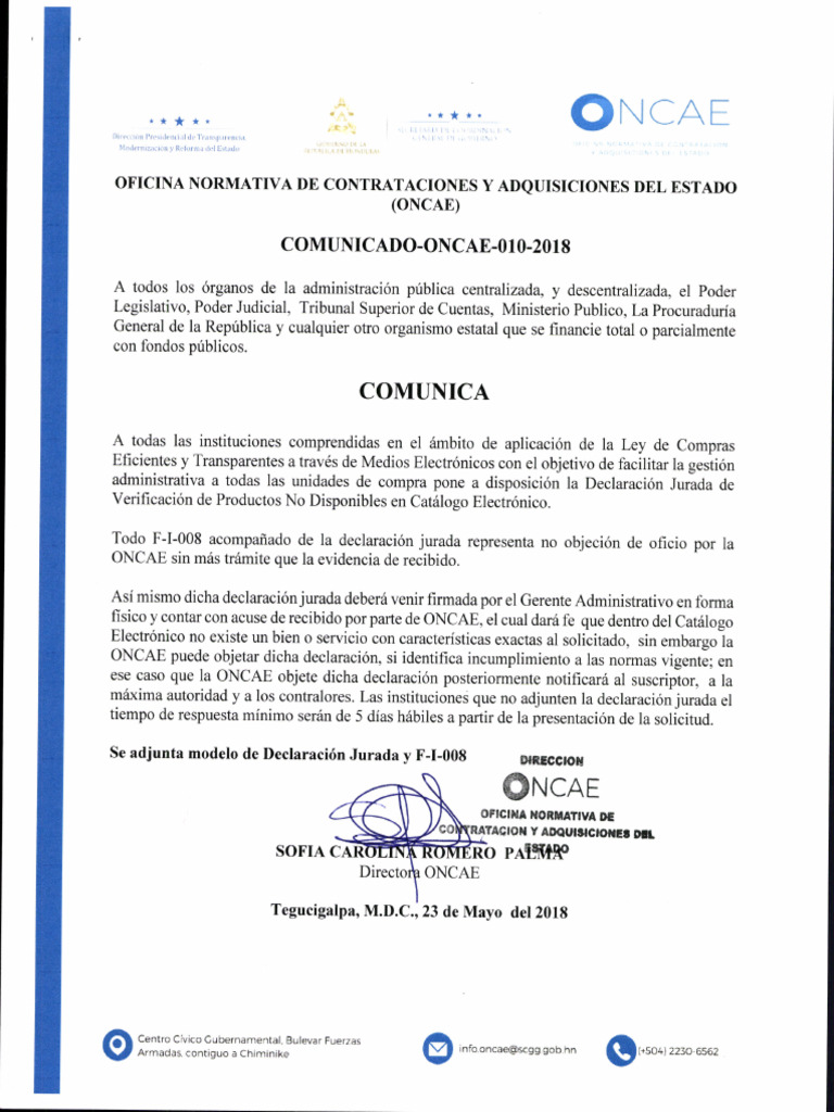 Declaración Jurada ONCAE para Compras | PDF | Gobierno | Justicia