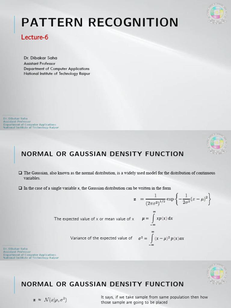Gaussian Density Function Explained | PDF | Normal Distribution ...