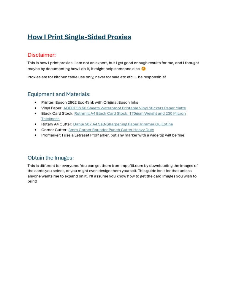 Printing MTG Proxies with Epson EcoTank | PDF | Printer (Computing) | Paper