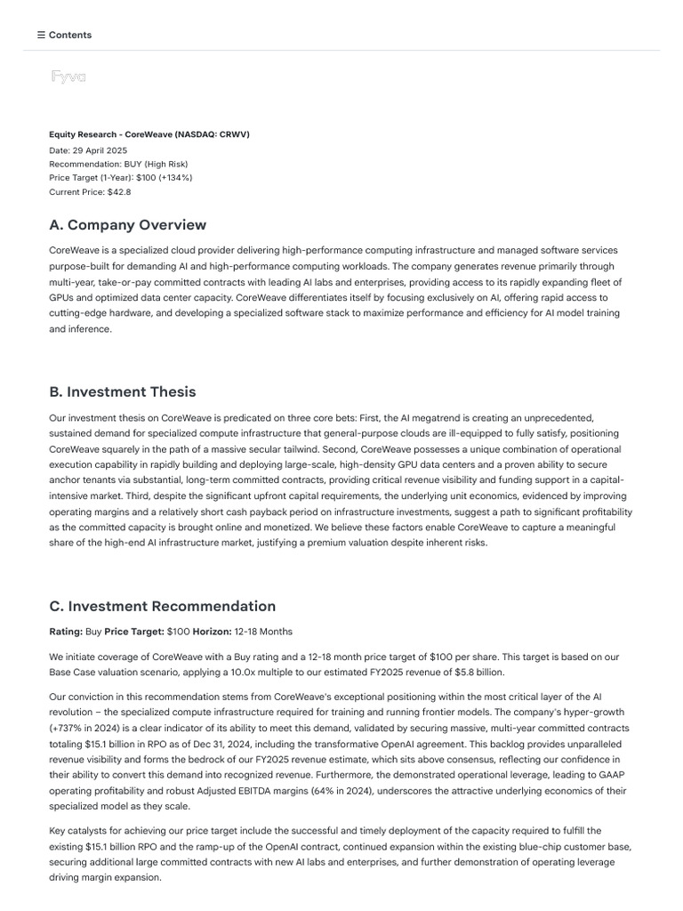 Coreweave Equity Research | PDF | Cloud Computing | Artificial Intelligence
