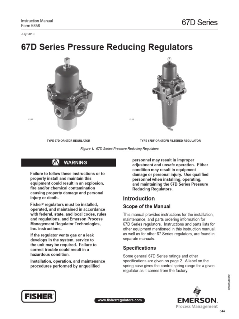 67D Series Regulator Manual | PDF | Valve | Gases