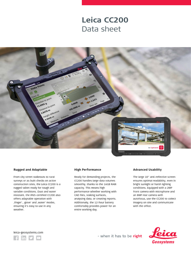 Leica CC200 Rugged Tablet Overview | PDF | Tablet Computer | Bluetooth