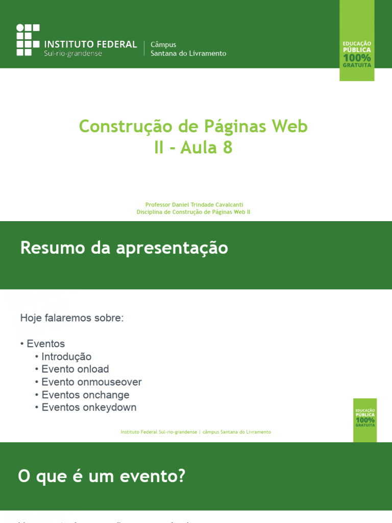 Eventos em JavaScript para Web | PDF | Script Java | Html