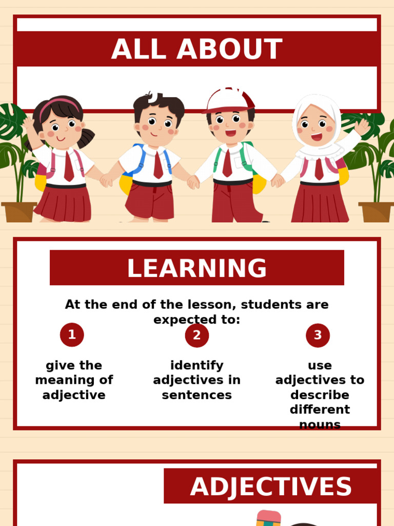 Adjectives Education Presentation | PDF | Adjective | Semantic Units